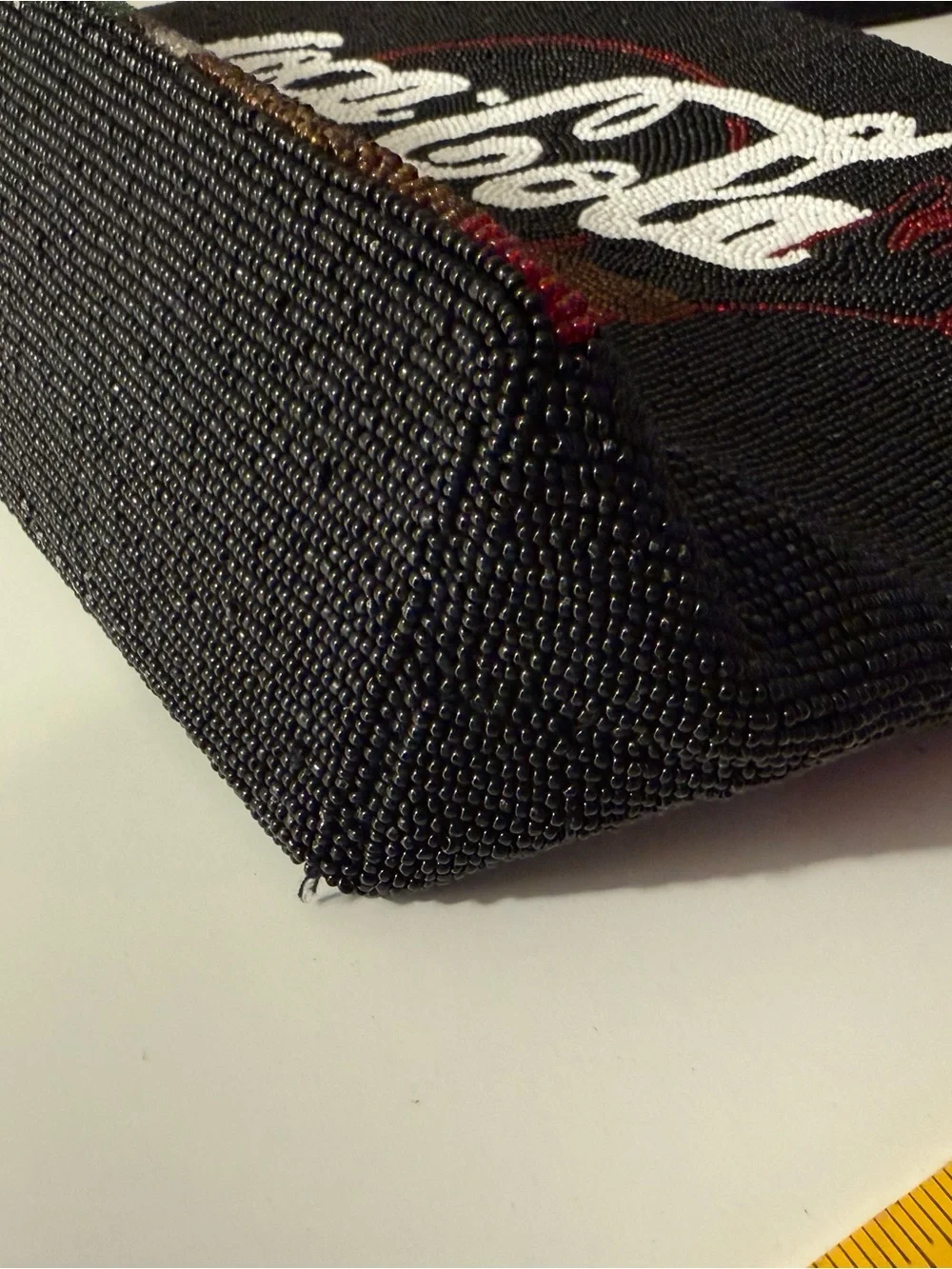 Coca Cola Black Beaded Tote with White Logo and Red Accent